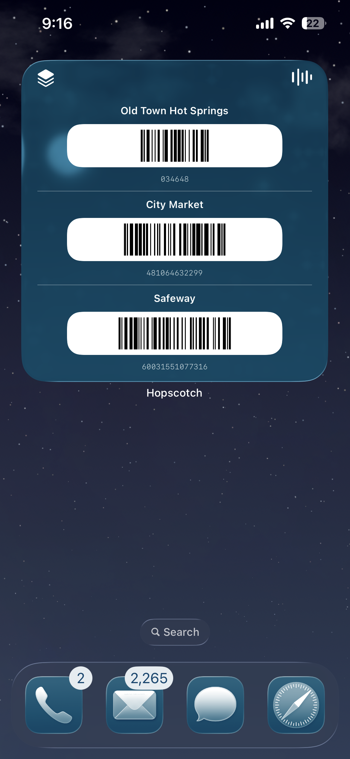 Hopscotch home screen widget